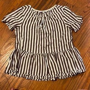 Madewell maroon and white striped top
